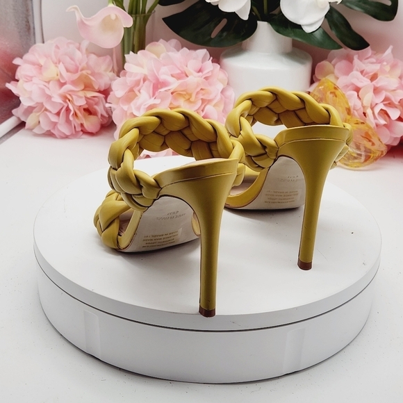 Steve Madden Kenley Citron Braided High Heel Sandals Slide-on Yellow Size 6.5 - Picture 6 of 16